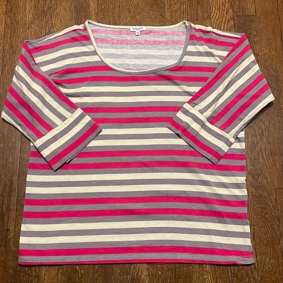 Splendid Cotton Pink and Grey Striped Top Size Large - Picture 1 of 5